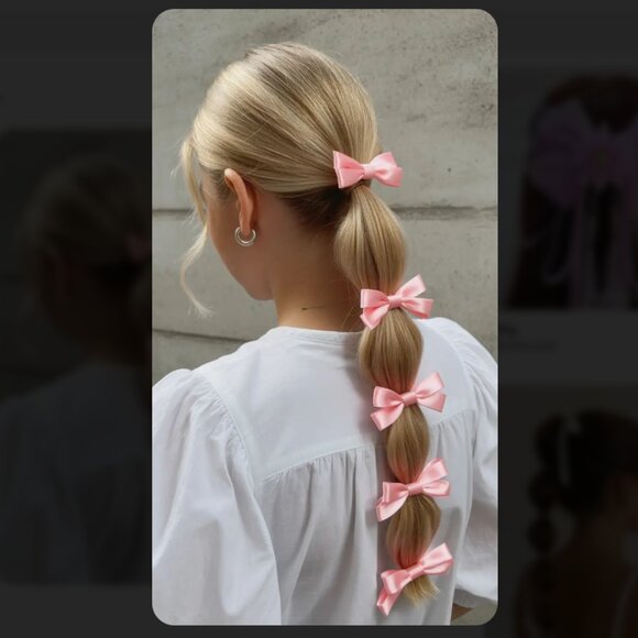 Pack of 8 RED ribbons with hair bands to create bubble braids - RED - NEW - Picture 6 of 7